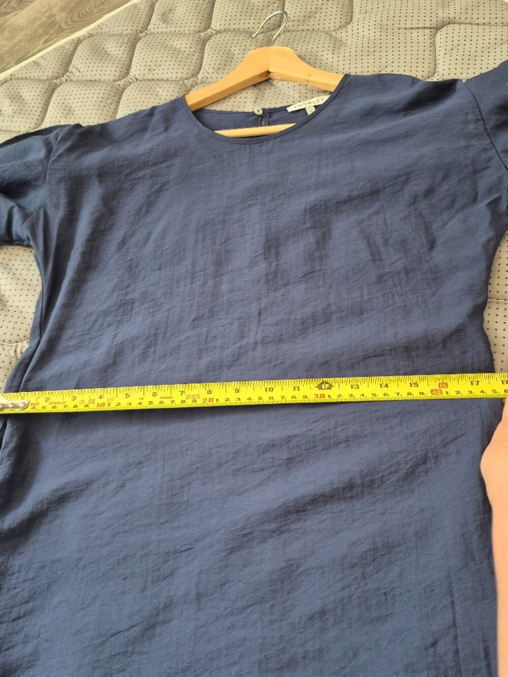 Thurley Navy Ruffle Sleeve Shift Dress, Size S - Picture 9 of 9